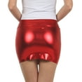 thumbnail image 2 of Sakkas Women's Shiny Metallic Liquid Mini Skirt - Red - Medium, 2 of 7