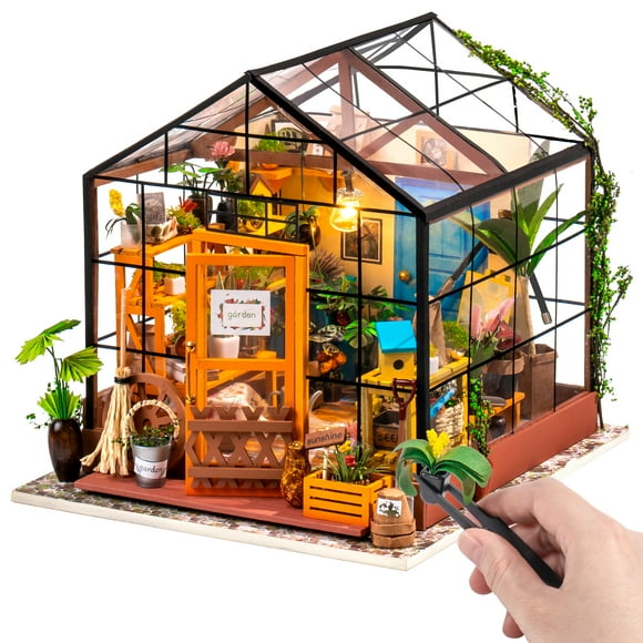 Rolife DIY Miniatures Dollhouse Craft Kits Tiny House Model Birthday Gift for Boys and Girls(Cathy's Greenhouse)