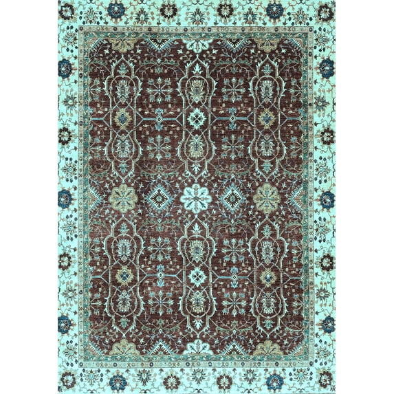 Ahgly Company Indoor Rectangle Abstract Light Blue Modern Area Rugs, 5' x 7'