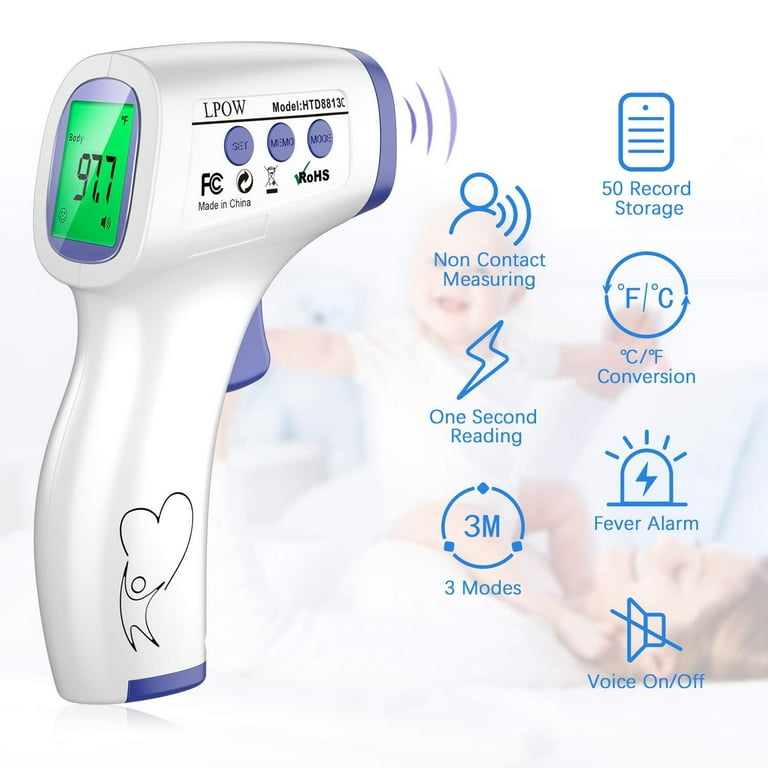  GoodBaby Non-Contact Forehead Thermometer, Digital Thermometer  for Adults and Kids, Fast & Accurate with Fever Alarm Memory Function :  Health & Household