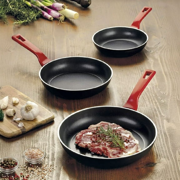 Flonal Non-Stick Frying Pan Set of 3 pcs 7.9" / 9.5" / 11" Forged Aluminum Frypans with Nonstick Coating Cooking Pan for Kitchen Skillet, Black