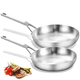 thumbnail image 1 of DELARLO Juego de Sartenes de Acero Inoxidable 18/10, 10 y 12 Pulgadas, Apto para Horno, Compatible con Inducción, Construcción de Tres Capas, 1 of 6