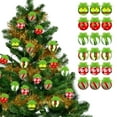 thumbnail image 5 of Virelaxpo Christmas Ball Ornaments Set with Fuzzy Hair,12-Piece 2.4-Inch Red Green Xmas Tree Decorations with Pre-attached Ropes for Home and Party Decor, 5 of 7