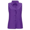 thumbnail image 5 of DuoJiaJ Women's Sleeveless Button Down Shirts Hidden-Button Front Collared Dressy Casual Blouses Loose Office Tank Tops Purple XXXL, 5 of 5
