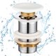 thumbnail image 1 of Desagüe de lavabo sin rebosadero, desagüe emergente para lavabo Desagüe de lavabo con tapa de cerámica Tapón de drenaje blanco Tapón de lavabo de latón, 1 of 5