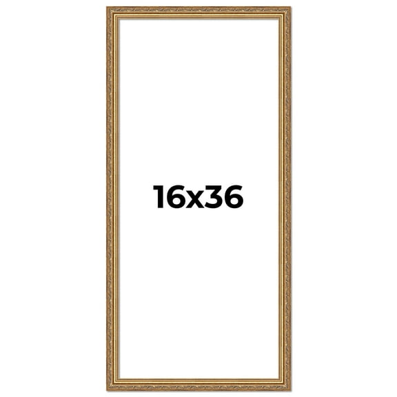 16x36 Frame Gold Solid Wood Picture Frame Width 1.25 Inches | Interior Frame Depth 0.375 Inches |