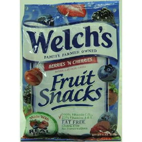 Welch's Fruit Snacks, Berries 'N Cherries, 5-Ounce Bags (Pack of 12)