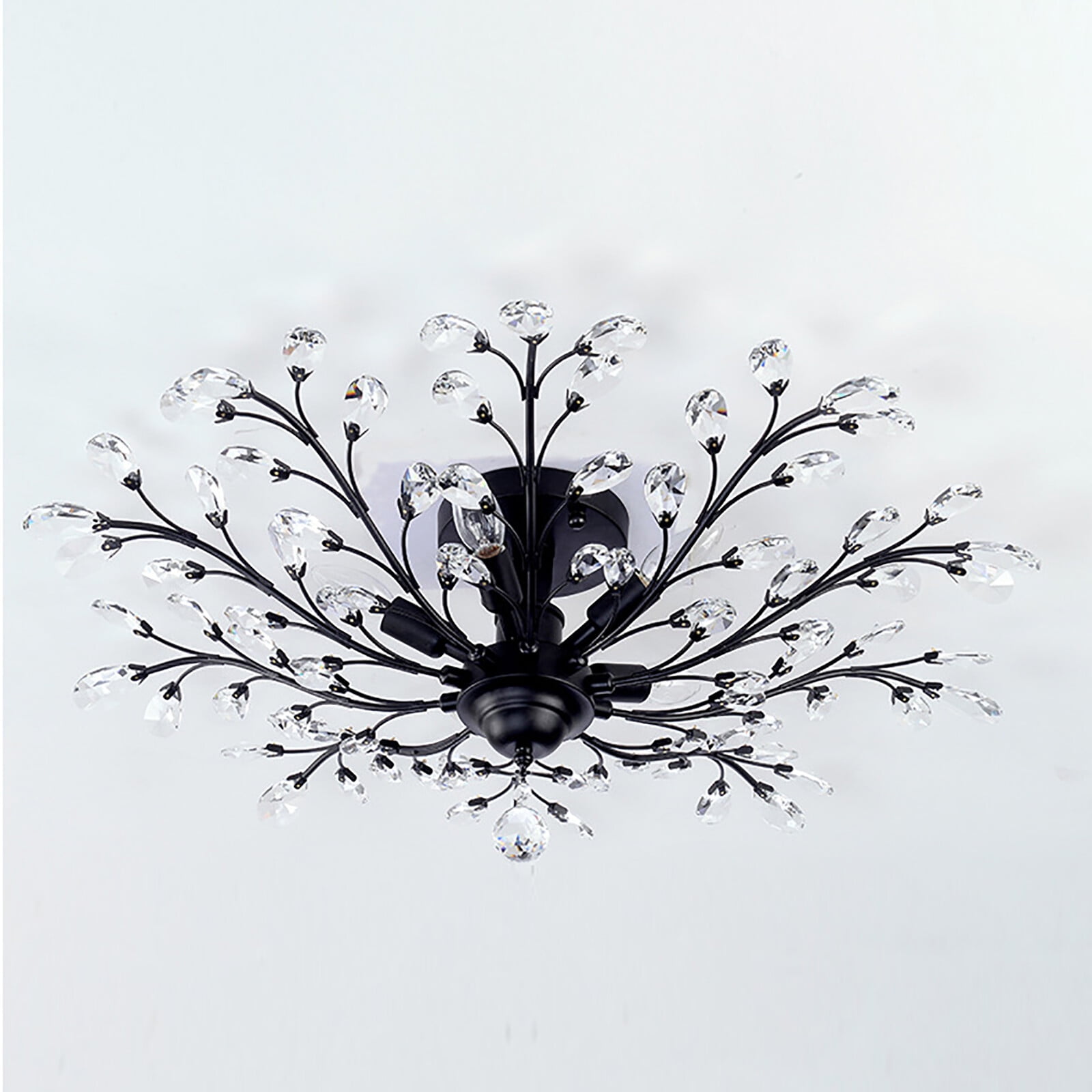 110V Vintage Crystal Pendant Lamp Flower Ceiling Light Fixture Chandelier for Living Rooms, Bedroom