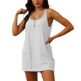thumbnail image 1 of Mono liso de mujer, vestido informal sin mangas con tirantes, botones y bolsillos., 1 of 6