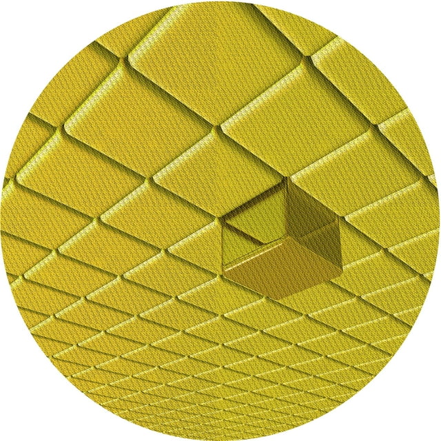 Ahgly Company Tapis d'Intérieur Ronds Transitionnels Jaunes Lavables à la Machine, 4 Pieds Rond