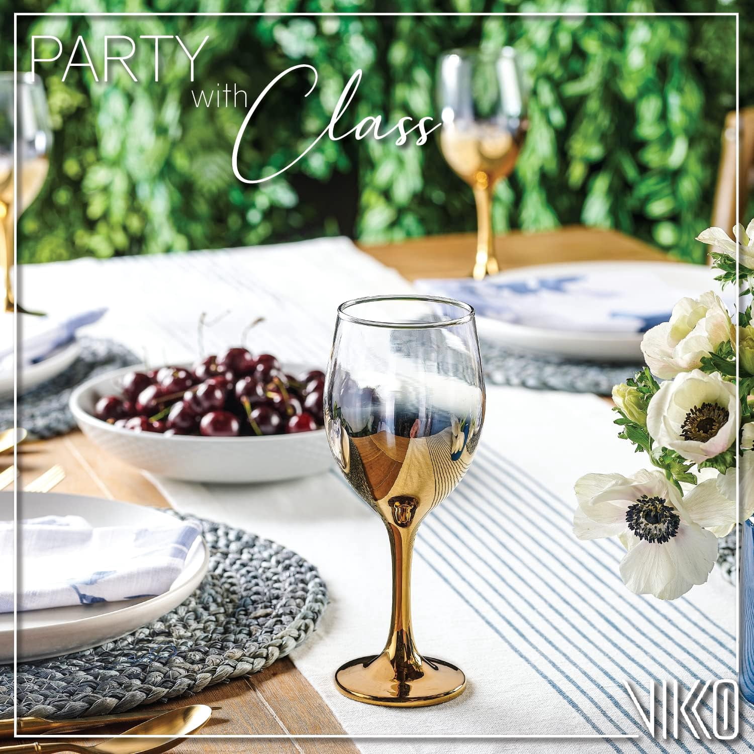 Vikko 11.5 Oz Wine Glasses Decorative Gold Ombre 6-Pc Glassware Set for Red & White Wine