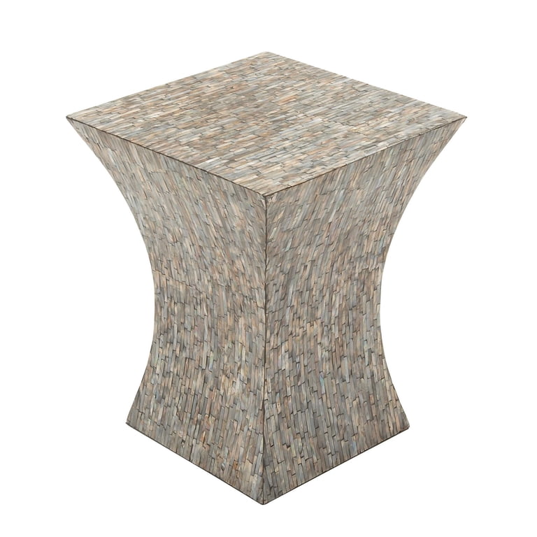 DecMode Mother of Pearl Shell Hourglass Accent Table, Gray photo 1