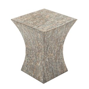 DecMode Mother of Pearl Shell Hourglass Accent Table, Gray