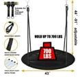 thumbnail image 3 of Hishine 43" 700LBS Saucer Tree Swing for Kids, Waterproof Flying Saucer Swing with A Swivel, Hanging Straps, Adjustable Ropes, Round Mat Spinner Swing for indoor/playground swing set, Black, 3 of 7