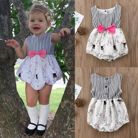 

Toddler Girl Romper Deals Kid Toddler Summer Clothes Infant Baby Boys Girls Rabbit Print Striped Romper Bodysuit Outfits Baby Toddler Jumpsuit Summer Savings Clearance