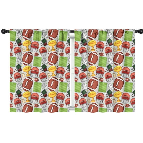 Blackout Kids Curtains,Gray Football Elements Pattern Childrens Insulated Curtains Set Of 2,Bedroom Essentials,Toddler Room Decor 42"x54"