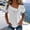 Gray, variant on Women's Striped Blouse Asymmetric Neck Puff Short Sleeve Casual Summer Wear(Yellow,M)