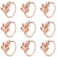 thumbnail image 1 of Juego de 12 servilleteros KPOSIYA Leaf de metal en oro rosa, 1 of 7