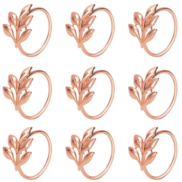 Juego de 12 servilleteros KPOSIYA Leaf de metal en oro rosa