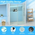 thumbnail image 2 of 56-60" W x 75" H Frameless Sliding Shower Door, Shower Glass Door with 5/16" (8mm) Clear Tempered Glass, Explosion-Proof Film, Seal Strip Parts and Stainless Steel Handle, Stainless Steel Brushed, 2 of 7
