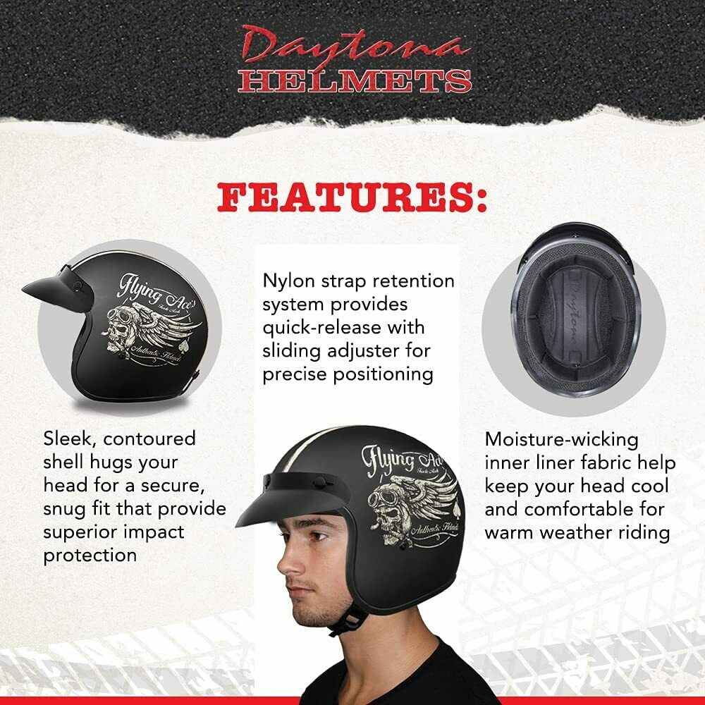 Daytona Helmets 3/4 Shell Open Face Motorcycle Helmet CRUISER