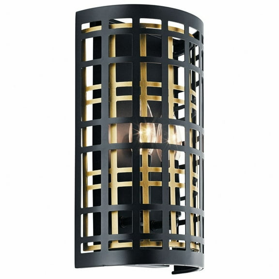 2 Light Wall Sconce With Soft Contemporary Inspirations 7.5 Inches Wide Kichler Lighting 44079Bk