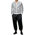 thumbnail image 2 of Shiny Sequin BomberJacket for Men's Zip Up Party Disco Metallic Varsity Jackets S Silver, 2 of 5