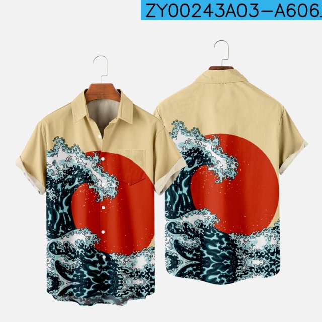 2022 Summer Short Sleeve Shirts Original Risk Free Summer Print Shirts Ethnic Trend Men's Tops 015