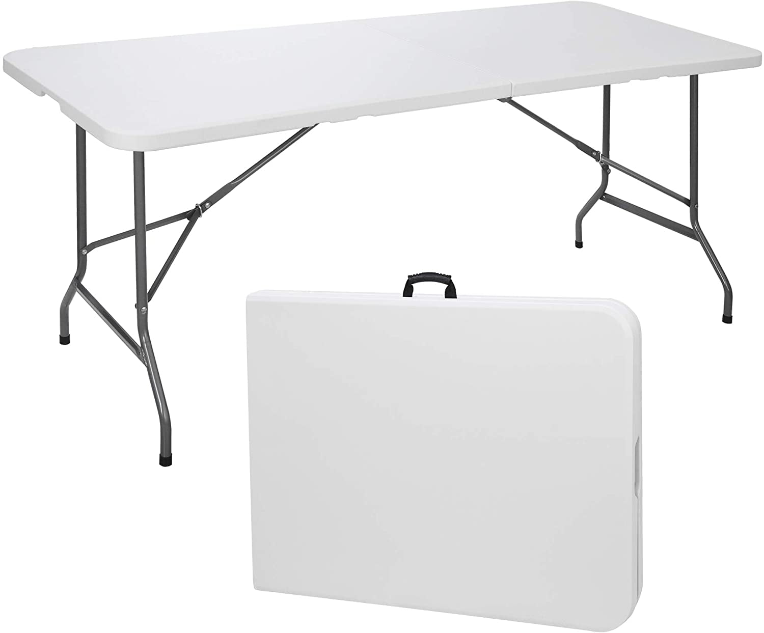 Details about   Portable Folding Table 6' Ft Centerfold White Indoor Outdoor Party Dining Sturdy 