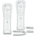 thumbnail image 1 of TIANHOO Remote Controller for Wii & Wii U, with Silicone Case and Wrist Strap, 2 pack (White), 1 of 7