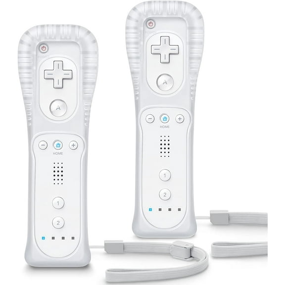 Wii Remote with Motion Plus,2 Pack Wii Controller Compatible with Wii and Wii U Console Wii Remote Controller with Shock Function (White)