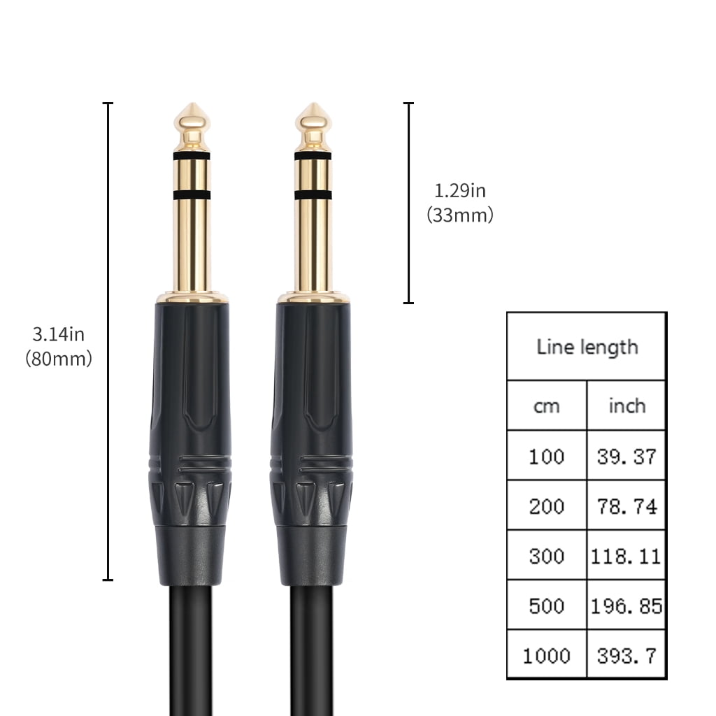 Zeiwohndc 1/4inch Instrument Cable Straight 6.35mm Male to Male Jacks Sound Cord
