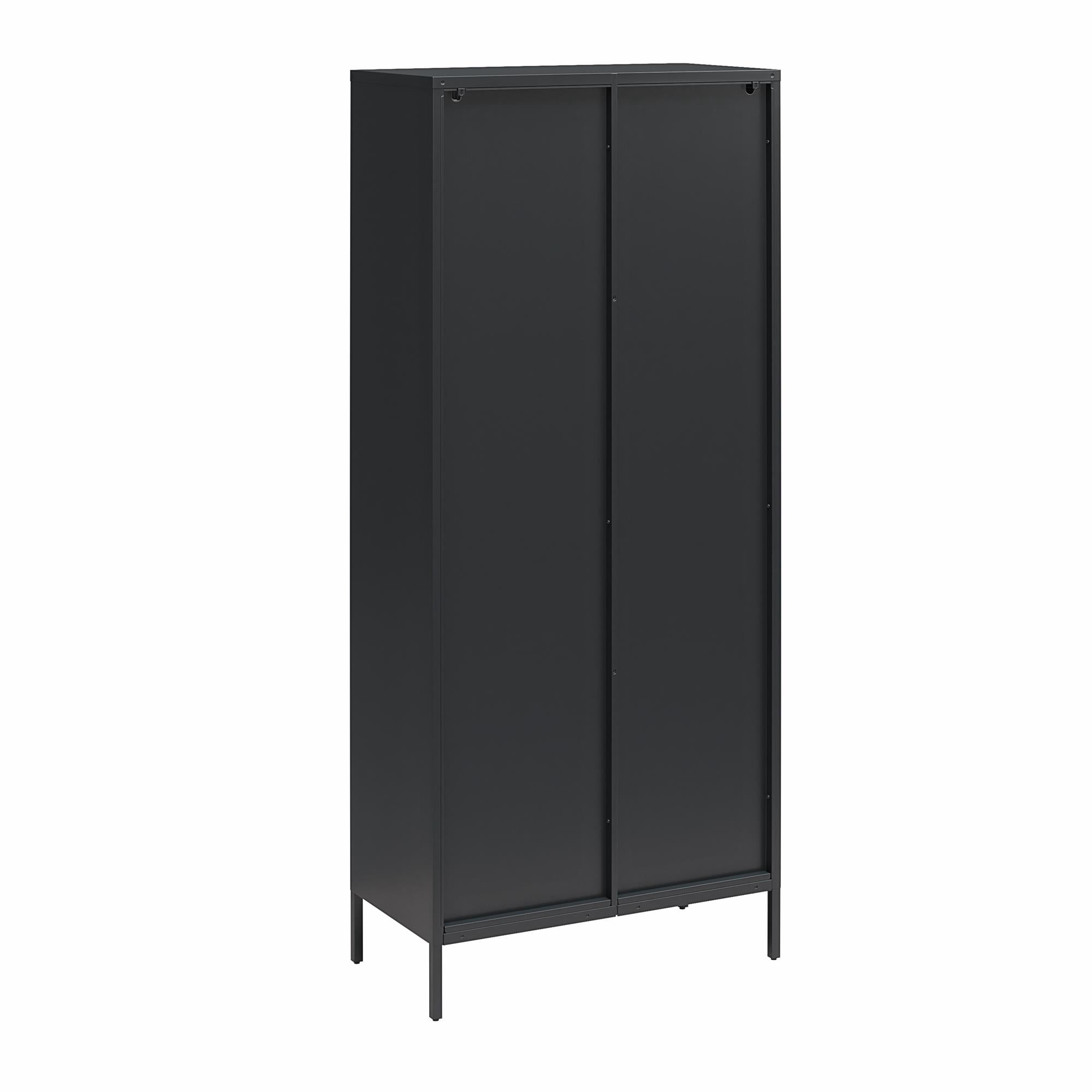 Mr. Kate Luna Tall 2-Door Accent Cabinet with Fluted Glass, Black