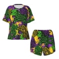 thumbnail image 4 of Lsque Mardi Gras7 Women's Short-Sleeved Pajama Set - 2 Piece Soft and Lightweight Sleepwear Set-Small, 4 of 9