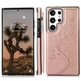 thumbnail image 2 of Feishell Back Case for Samsung Galaxy S25 Ultra,Embossed Pattern PU Leather Wallet Phone Case with ID Credit Card Slots Shockproof Magnetic Buckle Back Flip Holder Protective Cover,Rosegold, 2 of 7