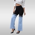 thumbnail image 4 of Delayuji Womens Patchwork Flare Jeans High Waisted Bell Bottom Denim Pants Wide Leg Pants Fashion Trousers, 4 of 7