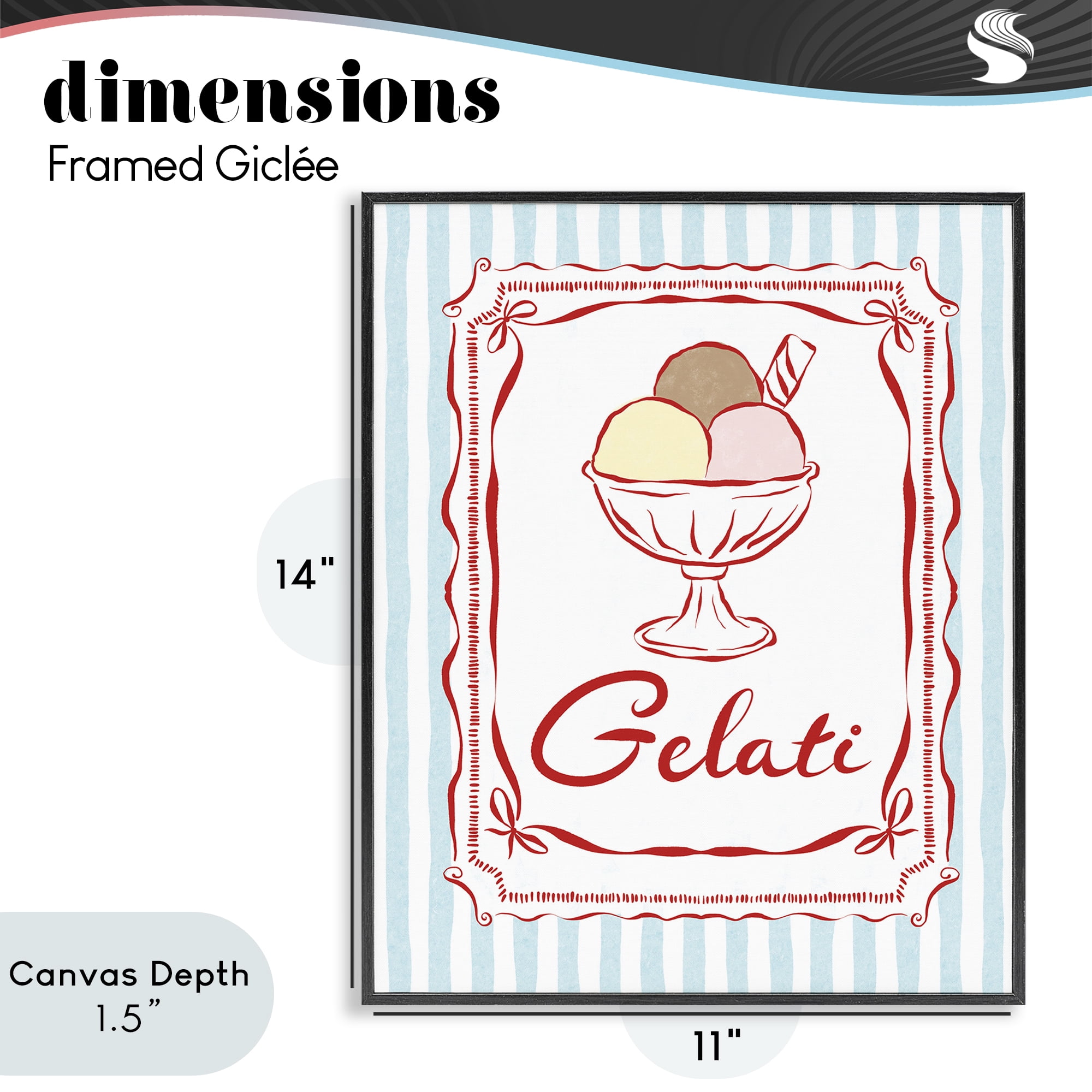 Stupell Industries Italian Summer Gelati Black Framed Giclee Art, design by Miriam Wood