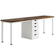 Resenkose Study Writing Desk, Computer Desk,78.7" Two Person Desk, Long Computer Desk with 5 Drawers,Rustic Brown & White