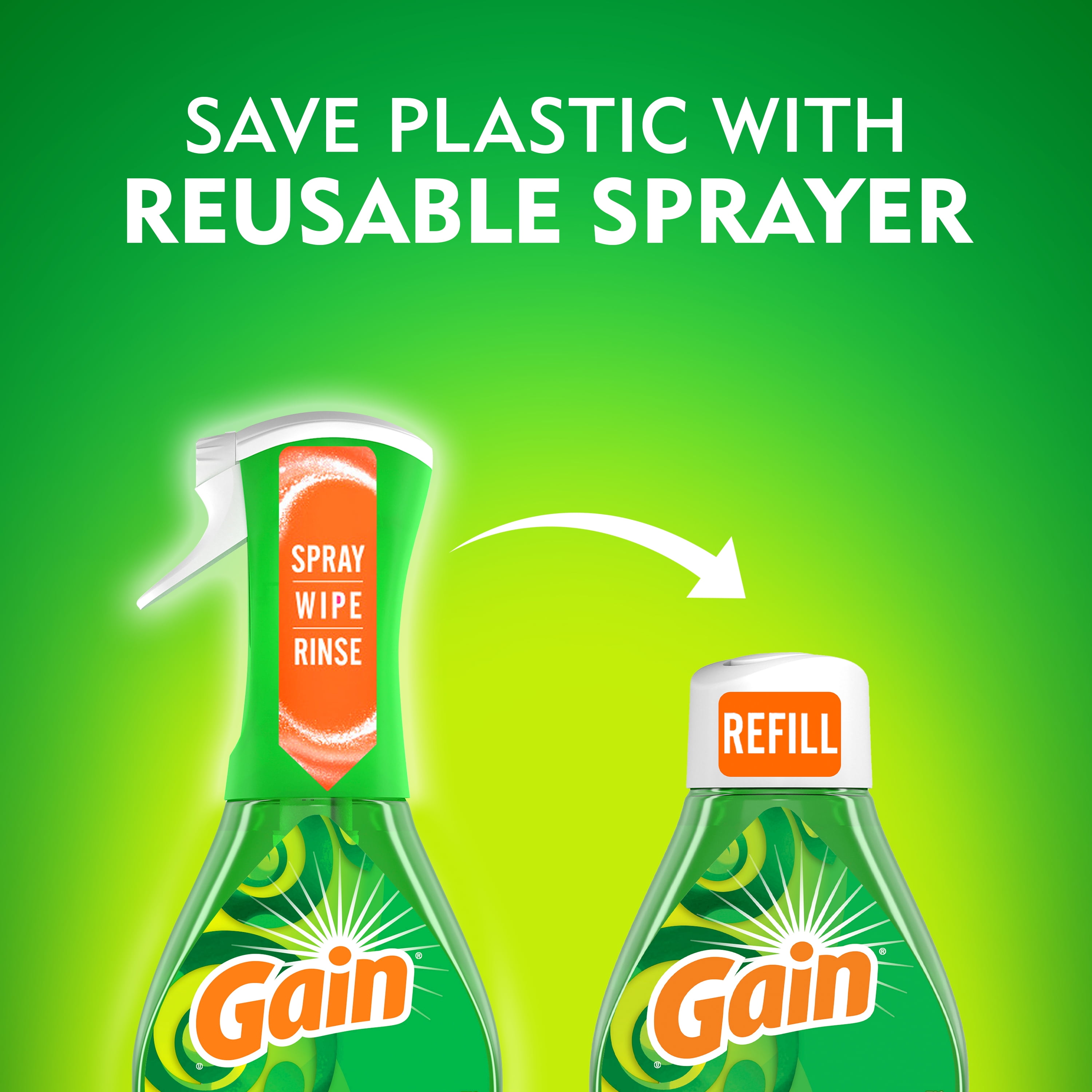 (3 pack) Gain Power Blast Dish Spray, Dish Soap, Apple Mango TangoRefill, 16.00 fl oz