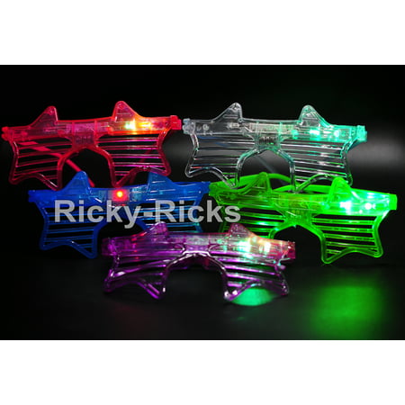 12 Light-Up Star Glasses LED Sunglasses Flashing Blinking Rave Glow Party EDC
