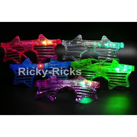 12 Light-Up Star Glasses LED Sunglasses Flashing Blinking Rave Glow Party EDC