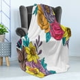thumbnail image 4 of Botanical Soft Flannel Fleece Throw Blanket, Illustration of Romantic Bouquet of Colorful Flowers on Plain Background, Cozy Plush for Indoor and Outdoor Use, 50" x 70", Multicolor, by Ambesonne, 4 of 5
