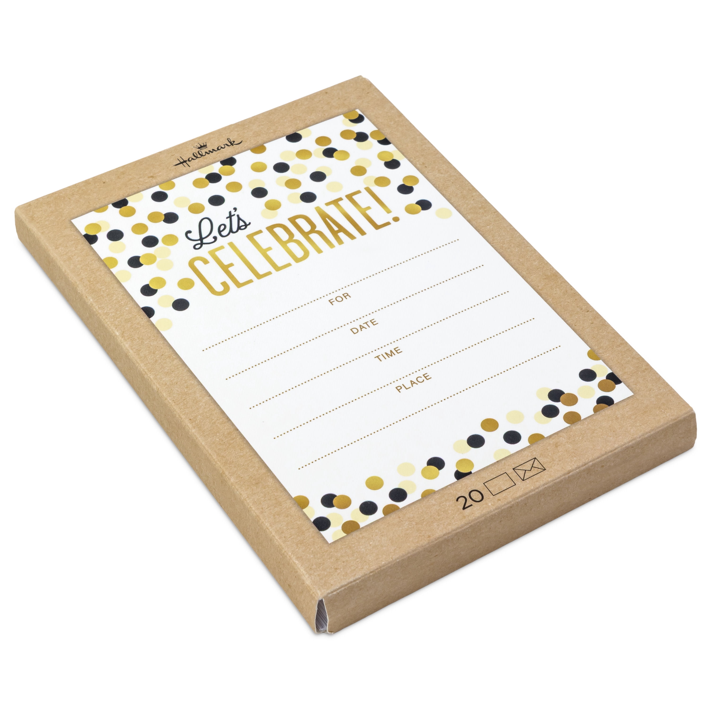 Hallmark Fill-in-the-Blank Party Invitations (Let's Celebrate Gold Dots), Pack of 20
