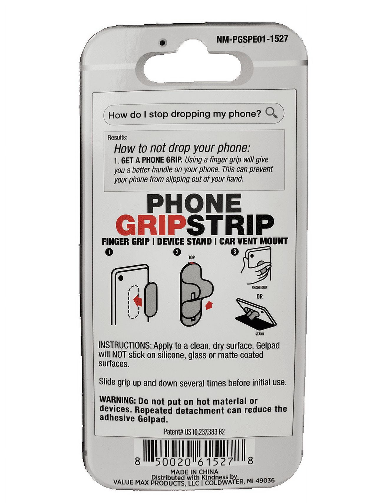 Novelty Max Glitter Phone Grip Strip – Single Count Pack/Pearl Series