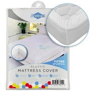 Abstract Vinyl Mattress Protector Corner Fitted Style Cover -Best to Protect Your Bed from Spills, Accidents and Damage - 100% Waterproof Plastic - in Twin and Cot Size - White (33" X 75")