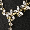 thumbnail image 3 of lionlar Strass Cristal Fleur Collier Bijoux Ensemble pour Robe de Mariée - Or, 3 of 9