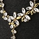 thumbnail image 3 of Conjunto de collar y pendientes de flores de cristal de estrás para vestido de novia - Dorado Oro, 3 of 9