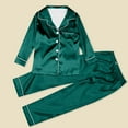 thumbnail image 2 of DHFJKG Big Child Christmas Pajamas Long Sleeve Silk Like Solid Color Holiday Cozy Turndown Collar Loungewear Outfits Sets, 2 of 9