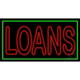 thumbnail image 1 of Double Stroke Red Loans Green Border LED Neon Sign 13 x 24 - inches, Black Square Cut Acrylic Backing, with Dimmer - Bright and Premium built indoor LED Neon Sign for Defence Force., 1 of 6