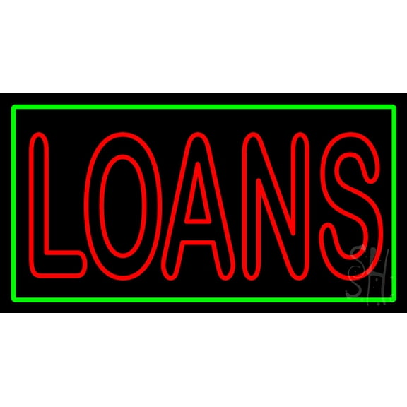 Double Stroke Red Loans Green Border LED Neon Sign 13 x 24 - inches, Black Square Cut Acrylic Backing, with Dimmer - Bright and Premium built indoor LED Neon Sign for Defence Force.